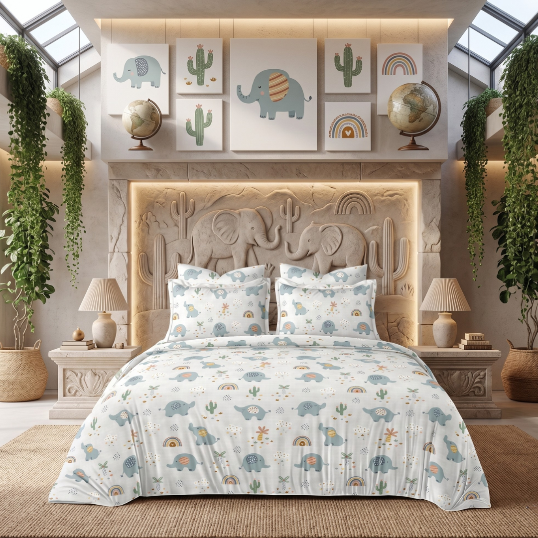 Sweet Dreams Kingdom King Size Bedsheet  with 2 Pillow Covers