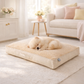 Polyester Rectangular Beige Dog Bed - Beige