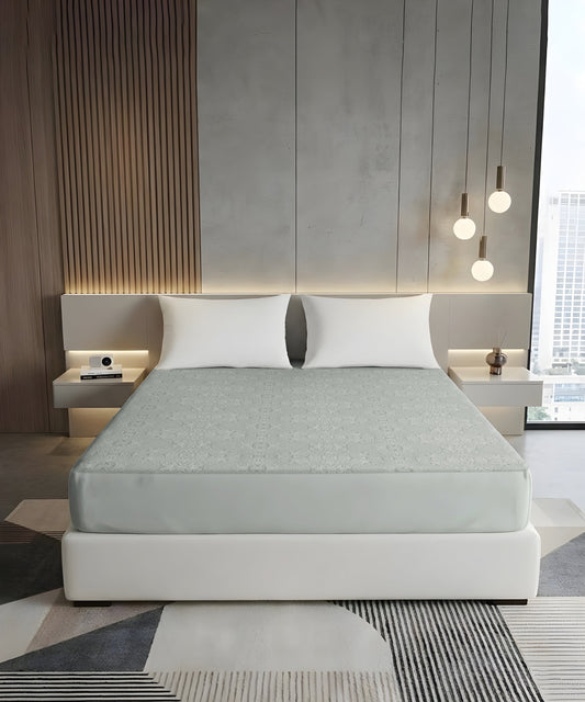 Green 100% Waterproof Cotton Feel Ultrasonic Quilted Fitted Mattress Protector