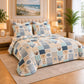 JS Home Furnishing Modern Coastal Patchwork Printed Bedsheet with 2 Pillow Covers