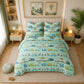 JS Home Furnishing Premium Kids Cartoon Cars Mint Green Bedsheet with 2 Matching Pillow Covers