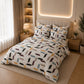 JS Home Furnishing Modern Off-White Retro Geometric Print Bedsheet with 2 Pillow Covers