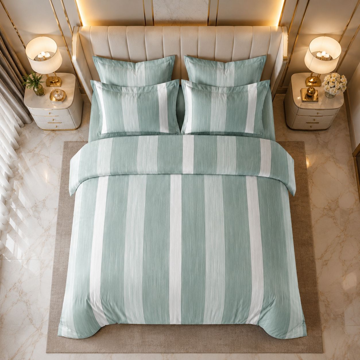 Misty Sage Luxe Bedsheet From JS Home Finishing with 2 matching pillow covers