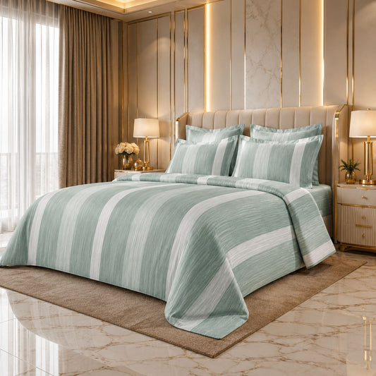 Misty Sage Luxe Bedsheet From JS Home Finishing with 2 matching pillow covers