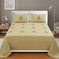 JSHOMEFINISHING Premium Embroidered Cotton Blend Bedsheet with 2 Quilted Pillow Covers | Soft & Breathable Double Bed Bedsheet | Elegant Botanical Embroidery | Luxury Bedding Set | Beige