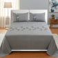 JSHOMEFINISHING Premium Embroidered Cotton Blend Bedsheet with 2 Quilted Pillow Covers | Soft & Breathable Double Bed Bedsheet | Elegant Silver Floral Embroidery | Luxury Bedding Set | Grey