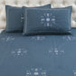 JSHOMEFINISHING Premium Embroidered Cotton Blend Bedsheet with 2 Quilted Pillow Covers | Soft & Breathable Double Bed Bedsheet | Elegant Floral Embroidery | Luxury Bedding Set | Navy Blue