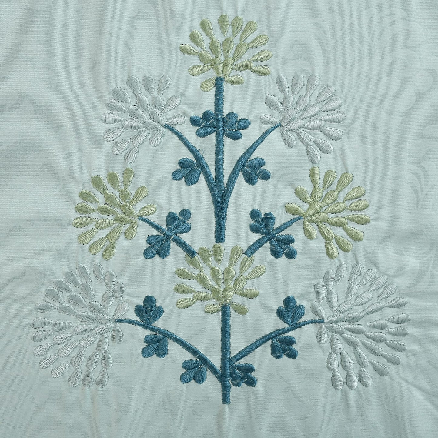 JSHOMEFINISHING Premium Embroidered Cotton Blend Bedsheet with 2 Quilted Pillow Covers | Soft & Breathable Double Bed Bedsheet | Elegant Snowflake Embroidery | Luxury Bedding Set | Sky Blue (Copy)
