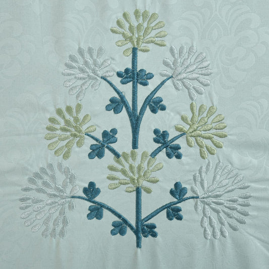 JSHOMEFINISHING Premium Embroidered Cotton Blend Bedsheet with 2 Quilted Pillow Covers | Soft & Breathable Double Bed Bedsheet | Elegant Snowflake Embroidery | Luxury Bedding Set | Sky Blue (Copy)