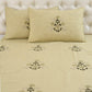 JSHOMEFINISHING Premium Embroidered Cotton Blend Bedsheet with 2 Quilted Pillow Covers | Soft & Breathable Double Bed Bedsheet | Elegant Botanical Embroidery | Luxury Bedding Set | Beige