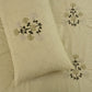 JSHOMEFINISHING Premium Embroidered Cotton Blend Bedsheet with 2 Quilted Pillow Covers | Soft & Breathable Double Bed Bedsheet | Elegant Botanical Embroidery | Luxury Bedding Set | Beige