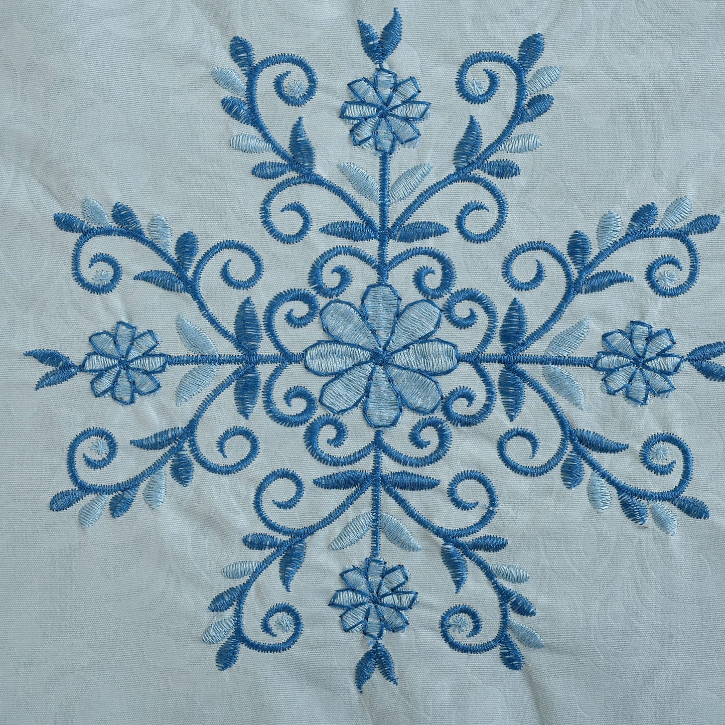 JSHOMEFINISHING Premium Embroidered Cotton Blend Bedsheet with 2 Quilted Pillow Covers | Soft & Breathable Double Bed Bedsheet | Elegant Snowflake Embroidery | Luxury Bedding Set | Sky Blue