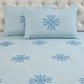 JSHOMEFINISHING Premium Embroidered Cotton Blend Bedsheet with 2 Quilted Pillow Covers | Soft & Breathable Double Bed Bedsheet | Elegant Snowflake Embroidery | Luxury Bedding Set | Sky Blue