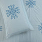 JSHOMEFINISHING Premium Embroidered Cotton Blend Bedsheet with 2 Quilted Pillow Covers | Soft & Breathable Double Bed Bedsheet | Elegant Snowflake Embroidery | Luxury Bedding Set | Sky Blue