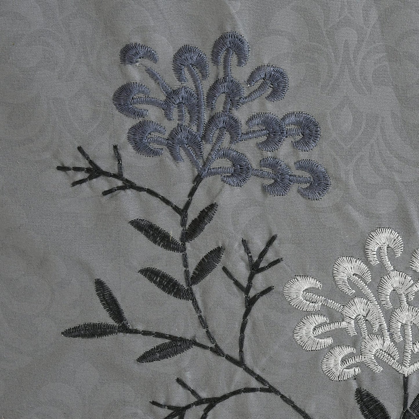 JSHOMEFINISHING Premium Embroidered Cotton Blend Bedsheet with 2 Quilted Pillow Covers | Soft & Breathable Double Bed Bedsheet | Elegant Silver Floral Embroidery | Luxury Bedding Set | Grey