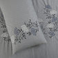 JSHOMEFINISHING Premium Embroidered Cotton Blend Bedsheet with 2 Quilted Pillow Covers | Soft & Breathable Double Bed Bedsheet | Elegant Silver Floral Embroidery | Luxury Bedding Set | Grey