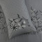 JSHOMEFINISHING Premium Embroidered Cotton Blend Bedsheet with 2 Quilted Pillow Covers | Soft & Breathable Double Bed Bedsheet | Elegant Floral Vine Embroidery | Luxury Bedding Set | Light Grey
