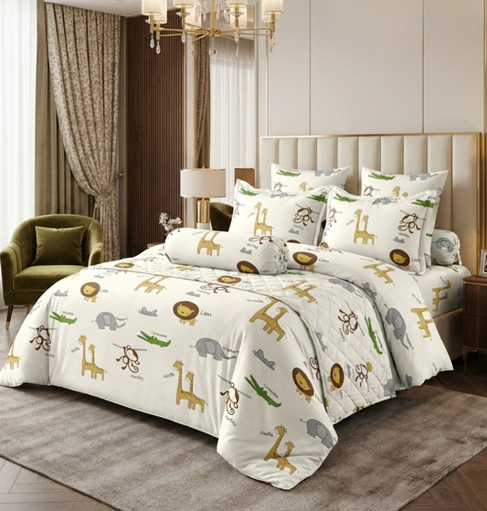 DreamWags Soft Cotton Blend Kids Bedsheet with Pillow Covers – Fun Safari Animal Design
